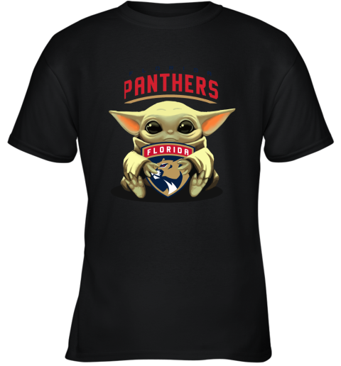 Baby Yoda Hugs The Florida Panthers Ice Hockey Youth T-Shirt