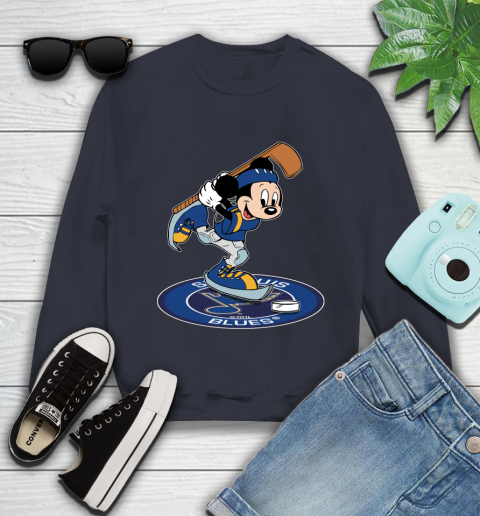 NHL Hockey St.Louis Blues Cheerful Mickey Disney Shirt Youth Sweatshirt 3