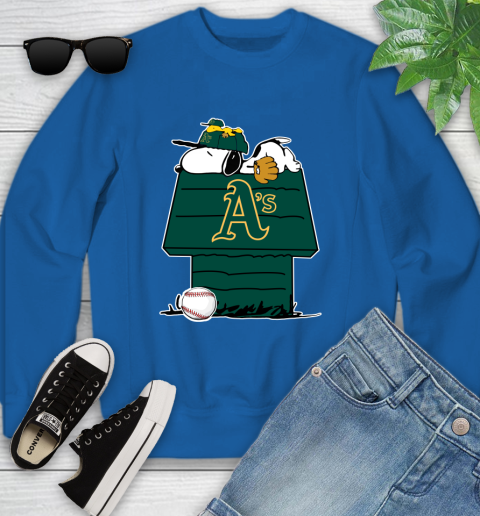 MLB Oakland Athletics Snoopy Woodstock The Peanuts Movie Baseball T Shirt Youth Sweatshirt 8