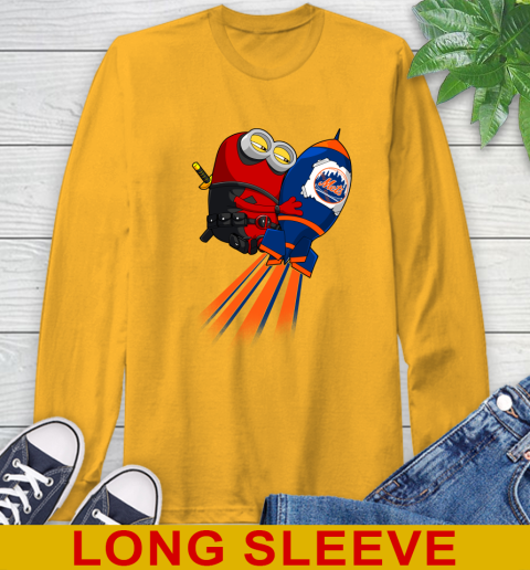 MLB Baseball New York Mets Deadpool Minion Marvel Shirt Long Sleeve T-Shirt 2