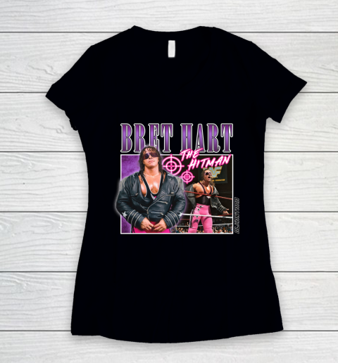 Bret Hart The Hitman Women's V-Neck T-Shirt