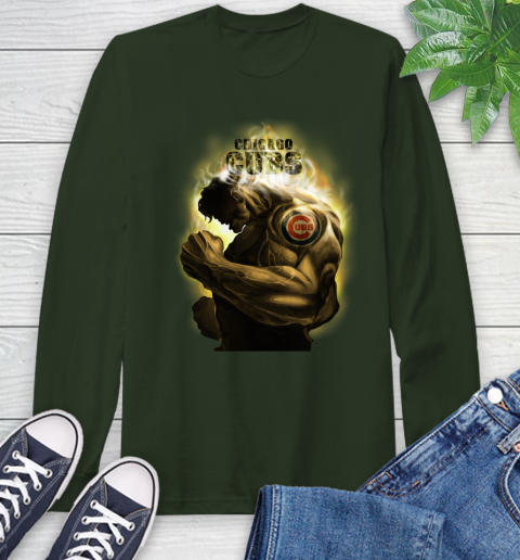 Chicago Cubs MLB Baseball Hulk Marvel Avengers Sports Long Sleeve T-Shirt 7