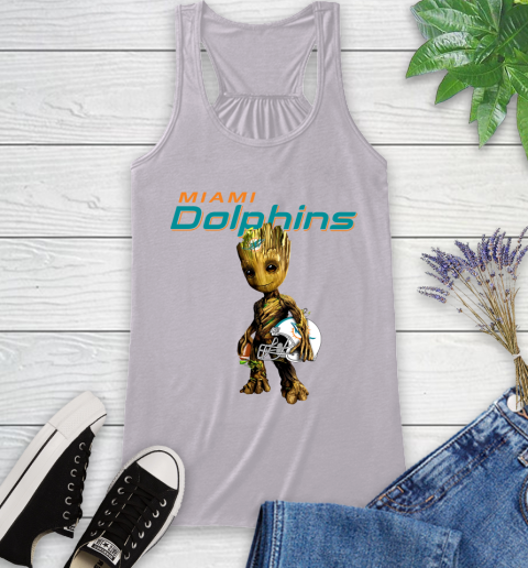 Miami Dolphins NFL Football Groot Marvel Guardians Of The Galaxy Racerback Tank 5