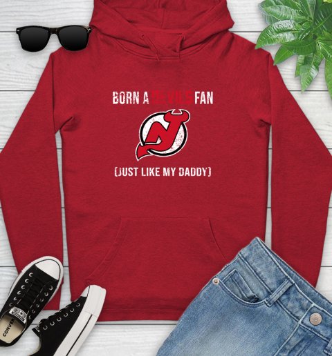 NHL New Jersey Devils Hockey Loyal Fan Just Like My Daddy Shirt Youth Hoodie - Image 11