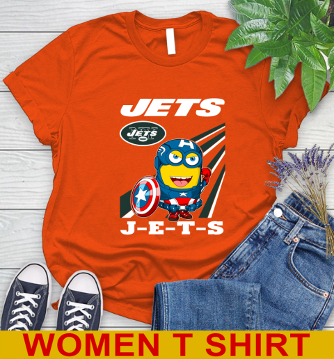 NFL Football New York Jets Captain America Marvel Avengers Minion Shirt Women's T-Shirt 3