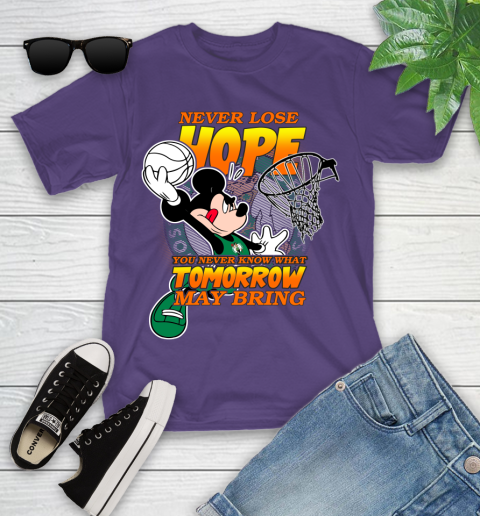 Boston Celtics NBA Basketball Mickey Disney Never Lose Hope Youth T-Shirt 3