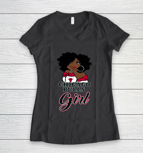 Chicago Bulls Girl NBA Women's V-Neck T-Shirt 8