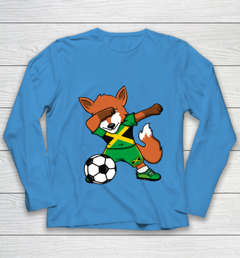 Dabbing Fox Jamaica Soccer Fans Jersey Jamaican Football Fan Youth Long Sleeve 7