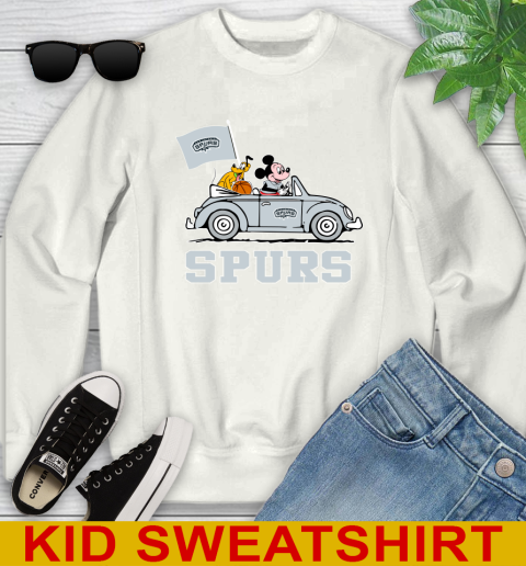 NBA Basketball San Antonio Spurs Pluto Mickey Driving Disney Shirt Youth Sweatshirt