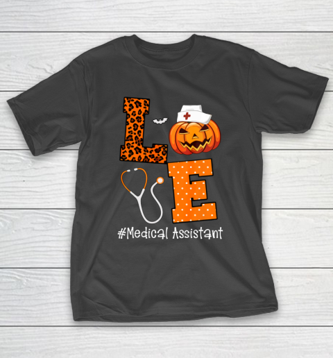 Love Medical Assistant Leopard and Pumpkin Halloween T-Shirt