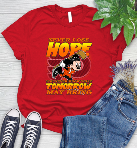 Philadelphia Flyers NHL Hockey ootball Mickey Disney Never Lose Hope Women's T-Shirt 13