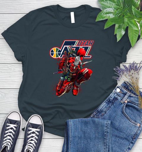 NBA Deadpool Marvel Comics Sports Basketball Utah Jazz Women's T-Shirt 8