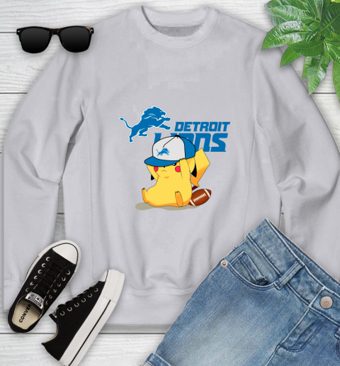 NFL Pikachu Football Sports Detroit Lions Youth Sweatshirt 4