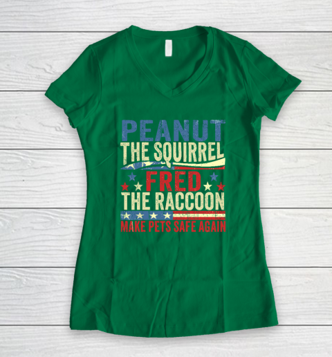 Peanut the Squirrel And Fred the Raccoon Make Pets Safe Again Women's V-Neck T-Shirt 3