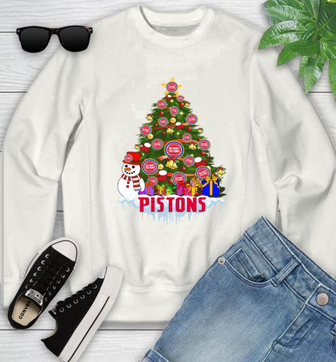 Detroit Pistons Merry Christmas NBA Basketball Sports Youth Sweatshirt