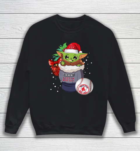 Boston Red Sox Christmas Baby Yoda Star Wars Funny Happy MLB Sweatshirt