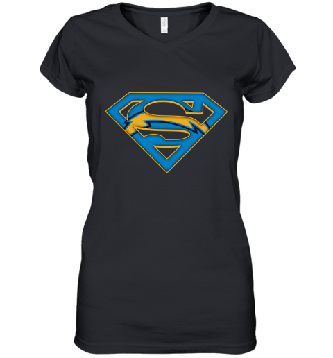 We Are Undefeatable Los Angeles Chargers x Superman NFL Women's V-Neck T-Shirt