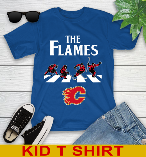 NHL Hockey Calgary Flames The Beatles Rock Band Shirt Youth T-Shirt 10