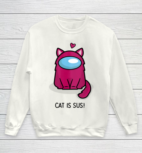 Among Us Game Shirt Cute Cat Astronaut Among me or us Nerdy Girl Gamer Youth Sweatshirt