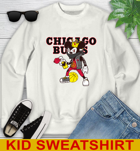 Chicago Bulls NBA Basketball Mickey Peace Sign Sports Youth Sweatshirt