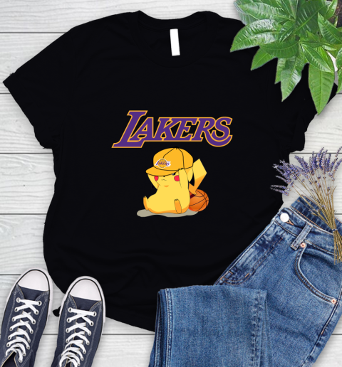 NBA Pikachu Basketball Sports Los Angeles Lakers Women's T-Shirt 2