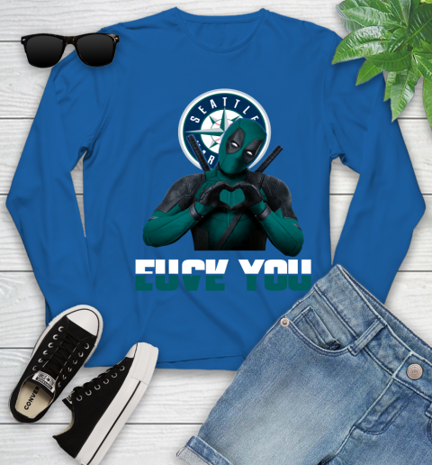 MLB Seattle Mariners Deadpool Love You Fuck You Baseball Sports Youth Long Sleeve 10