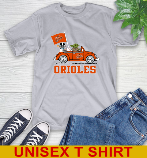 MLB Baseball Baltimore Orioles Darth Vader Baby Yoda Driving Star Wars Shirt T-Shirt 6