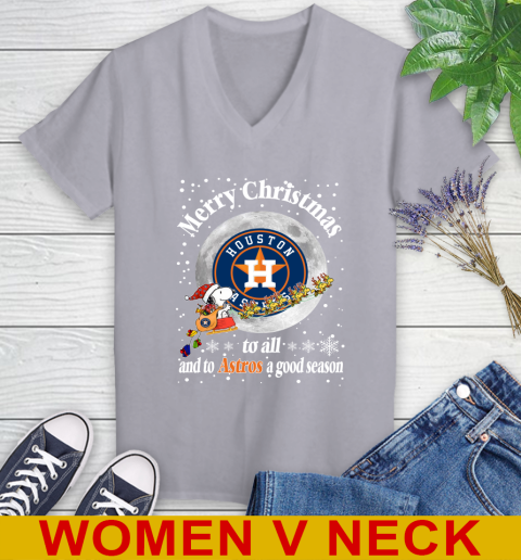 Houston Astros Merry Christmas To All And To Astros A Good Season MLB Baseball Sports Women's V-Neck T-Shirt 4
