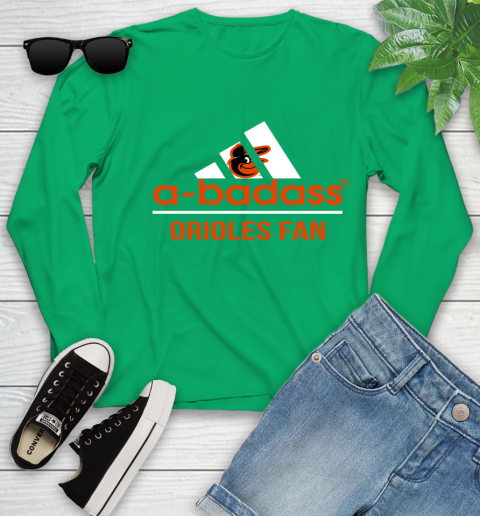 MLB A Badass Baltimore Orioles Fan Adidas Baseball Sports Youth Long Sleeve 7
