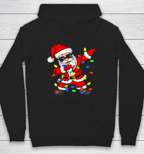 Dabbing Santa Claus Christmas Tree Lights Boys Kids Dab Xmas Hoodie