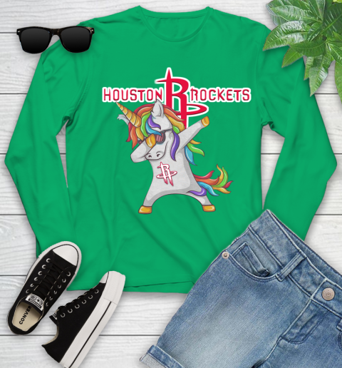 Houston Rockets NBA Basketball Funny Unicorn Dabbing Sports Youth Long Sleeve 6