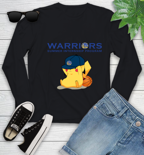 NBA Pikachu Basketball Sports Golden State Warriors Youth Long Sleeve 2