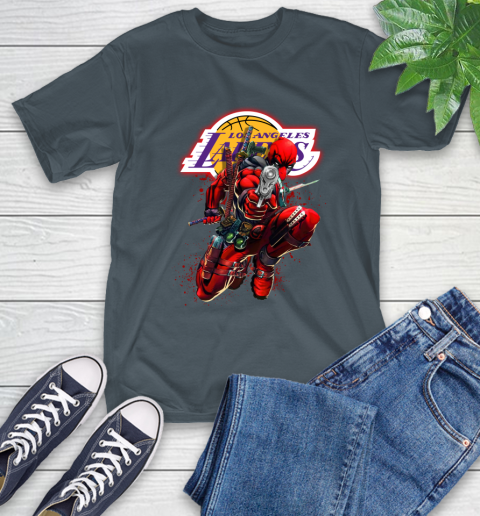 NBA Deadpool Marvel Comics Sports Basketball Los Angeles Lakers T-Shirt 9