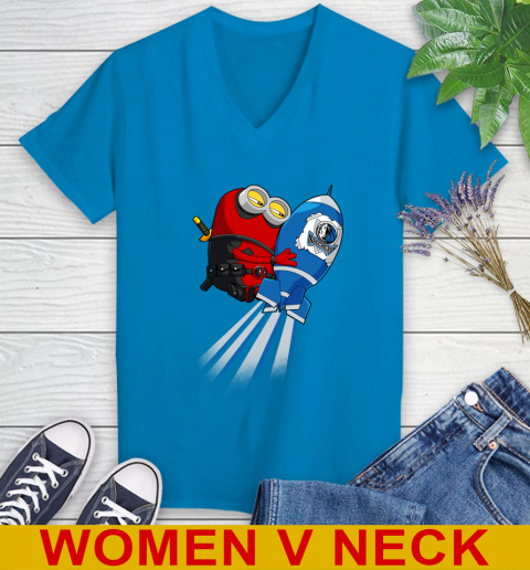 NBA Basketball Dallas Mavericks Deadpool Minion Marvel Shirt Women's V-Neck T-Shirt 7