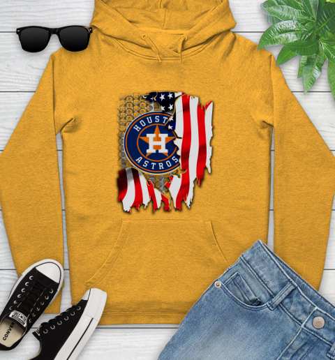 Houston Astros MLB Baseball American Flag Youth Hoodie 2