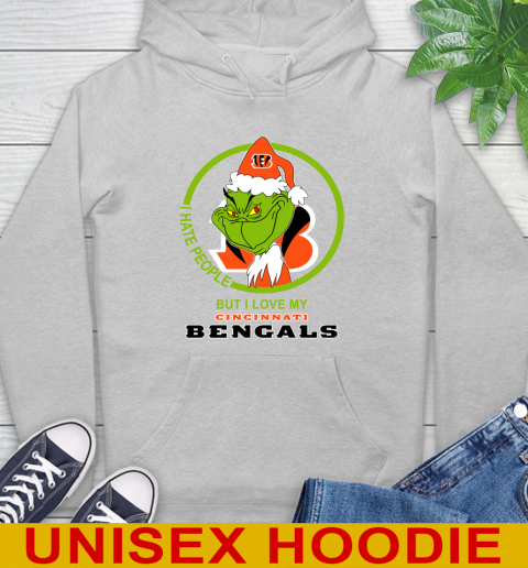 Cincinnati Bengals NFL Christmas Grinch I Hate People But I Love My Favorite Football Team Hoodie 6