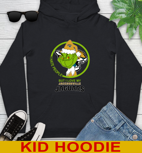 Jacksonville Jaguars NFL Christmas Grinch I Hate People But I Love My Favorite Football Team Youth Hoodie 2