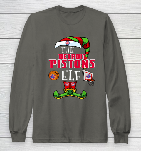 Detroit Pistons Christmas ELF Funny NBA Long Sleeve T-Shirt 5