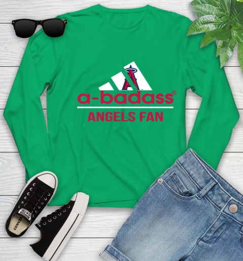 MLB A Badass Los Angeles Angels Fan Adidas Baseball Sports Youth Long Sleeve 7