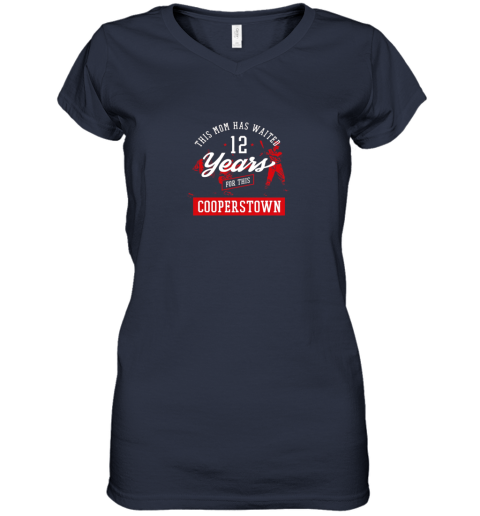 u7ht this mom has waited 12 years baseball sports cooperstown women v neck t shirt 39 front navy