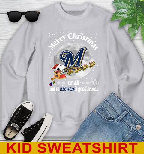 Milwaukee Brewers Merry Christmas To All And To Brewers A Good Season MLB Baseball Sports Youth Sweatshirt 3