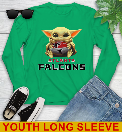 NFL Football Atlanta Falcons Baby Yoda Star Wars Shirt Youth Long Sleeve 7