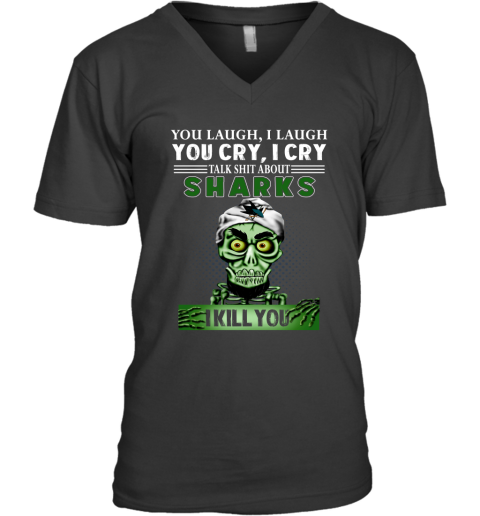 NHL Talk Shit About San Jose Sharks I Kill You Achmed The Dead Terrorist Jeffrey Dunham Hockey pPkkPLJK40o v neck unisex 8 95 151514 front black