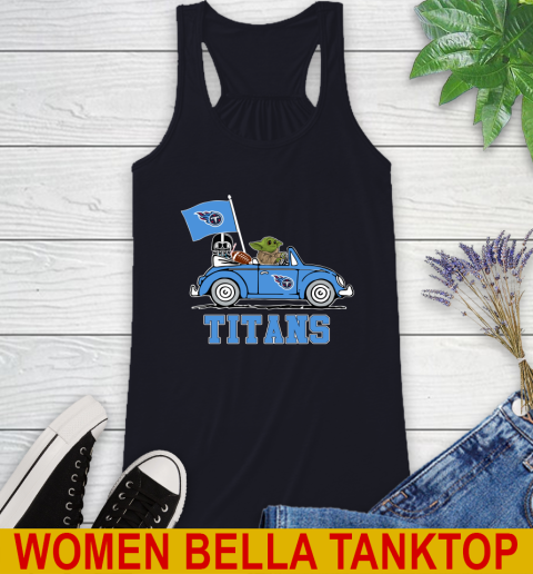 NFL Football Tennessee Titans Darth Vader Baby Yoda Driving Star Wars Shirt Racerback Tank 10