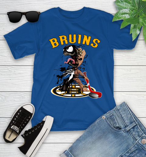 NHL Boston Bruins Hockey Venom Groot Guardians Of The Galaxy Youth T-Shirt 9