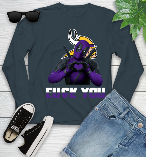 NHL Minnesota Vikings Deadpool Love You Fuck You Football Sports Youth Long Sleeve 9