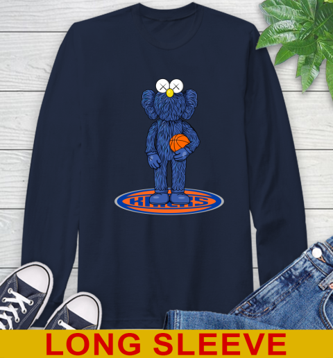 NBA Basketball New York Knicks Kaws Bff Blue Figure Shirt Long Sleeve T-Shirt 4