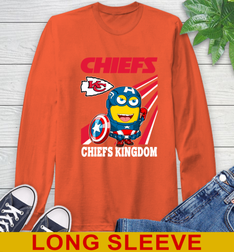 NFL Football Kansas City Chiefs Captain America Marvel Avengers Minion Shirt Long Sleeve T-Shirt 4