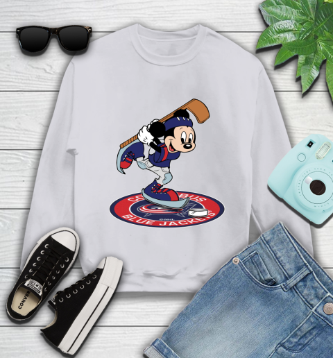 NHL Hockey Columbus Blue Jackets Cheerful Mickey Disney Shirt Youth Sweatshirt 4