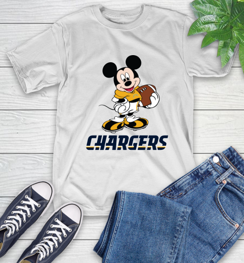 NFL Football Los Angeles Chargers Cheerful Mickey Mouse Shirt T-Shirt - Image 3